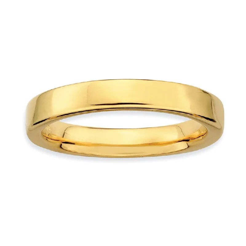 Customizable Rings for Women-14k Yellow Gold Plated Sterling Silver Polished Flat 3.5mm Stack Band