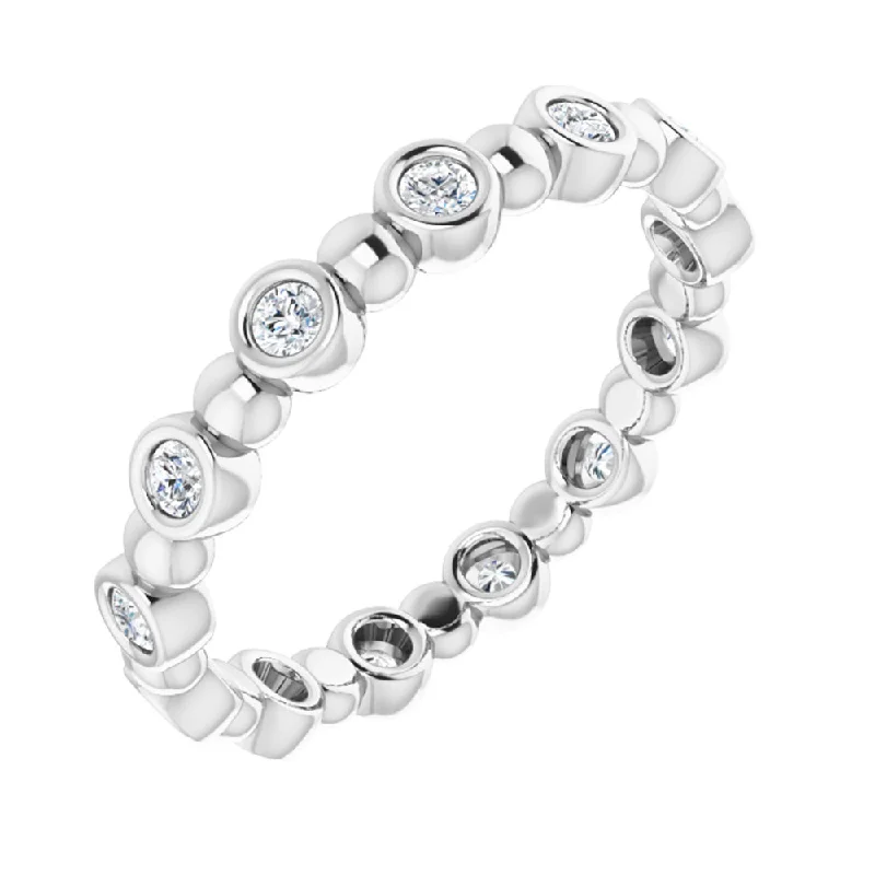 Customizable Wedding Rings-3.25mm 14K White Gold 1/4 CTW Diamond Bezel Set Eternity Band