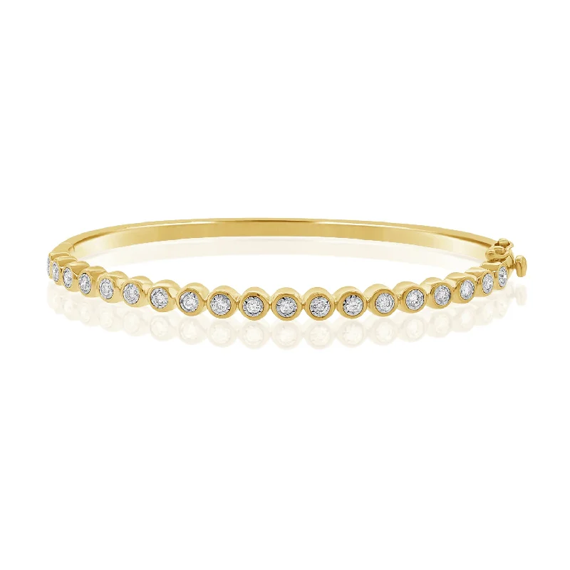 Statement Gold Bracelets-Classic Bangle Bracelet with 0.47 Carats of Diamonds in Miracle Setting