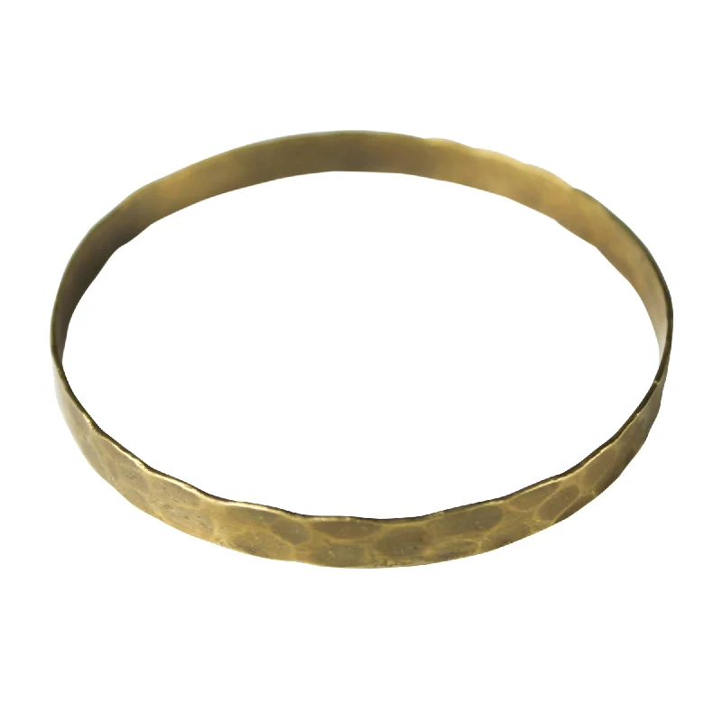 Wedding Jewelry Bangles-Eve Hammered Bangle, Brass - Sm