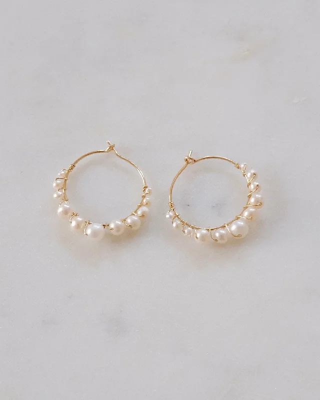 Pretty Pearl Earrings-Bubble Pearl Hoop Earrings