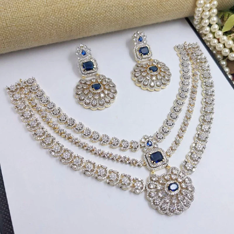 Trendy Personalized Necklaces-Aamrapali Gold Plated American Diamond Necklace Set