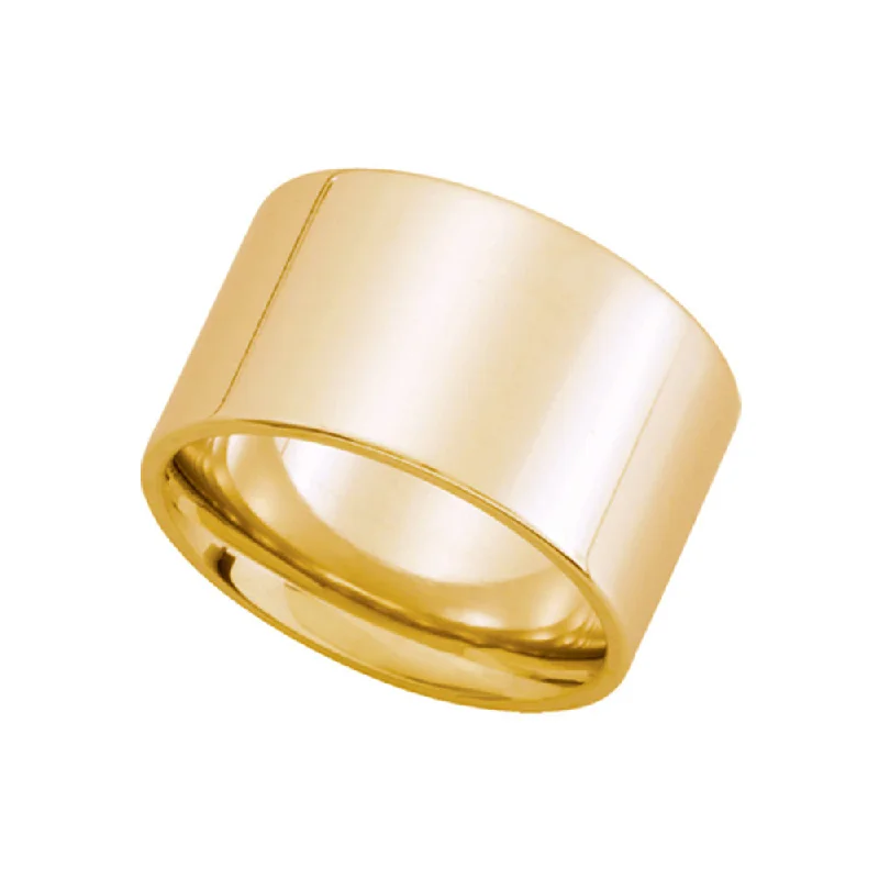 Fashion Rings for Men-12mm Flat Comfort Fit Wedding Band in 14k Yellow Gold