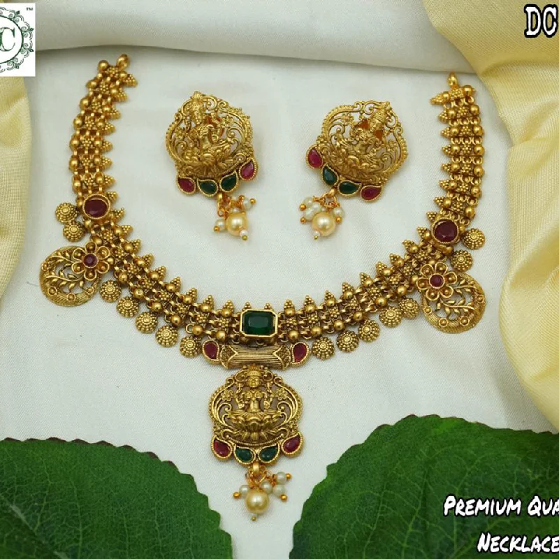 Dainty Birthstone Necklaces-Diksha Collection Gold Plated Temple Necklace Set