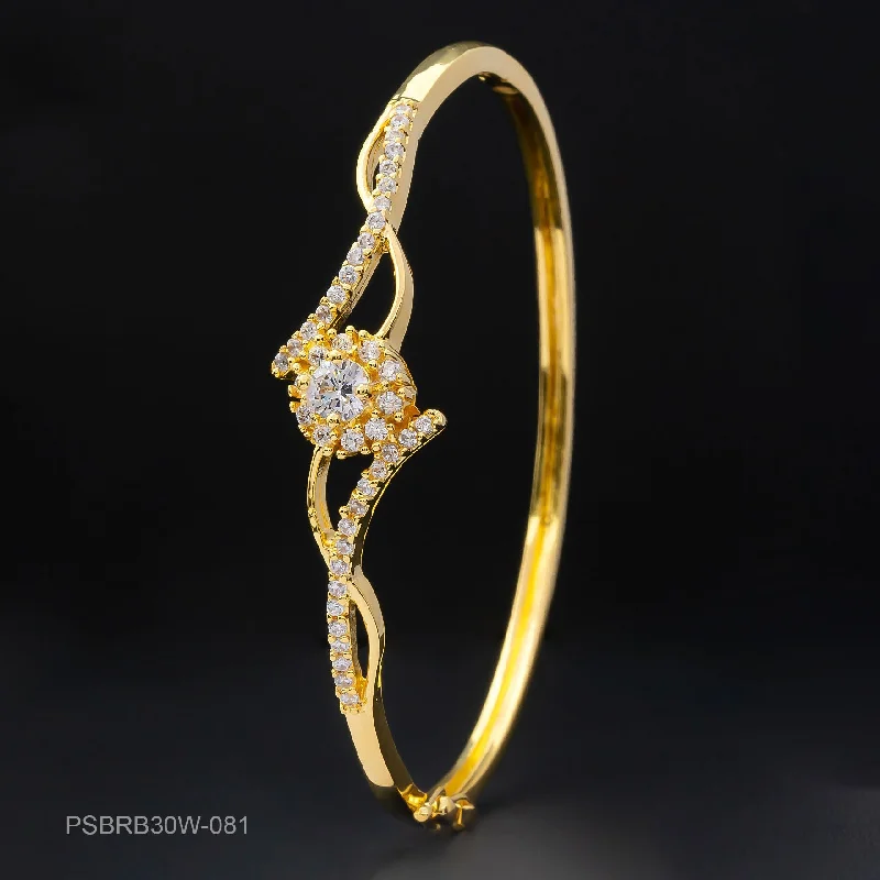 Classic Gold Wedding Bangles-24ct Heavy Gold Layered Stone Bangle  PSBRB30W-081