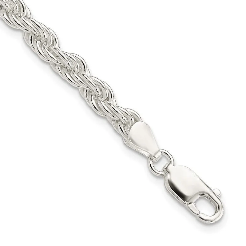 Classic Link Bracelets-Sterling Silver 5mm Solid Rope Chain Bracelet