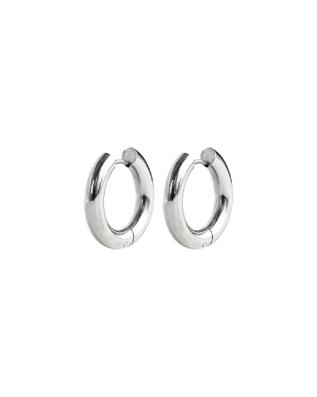 Hoop Earrings for Women-Hugo Silver Hoop Earrings