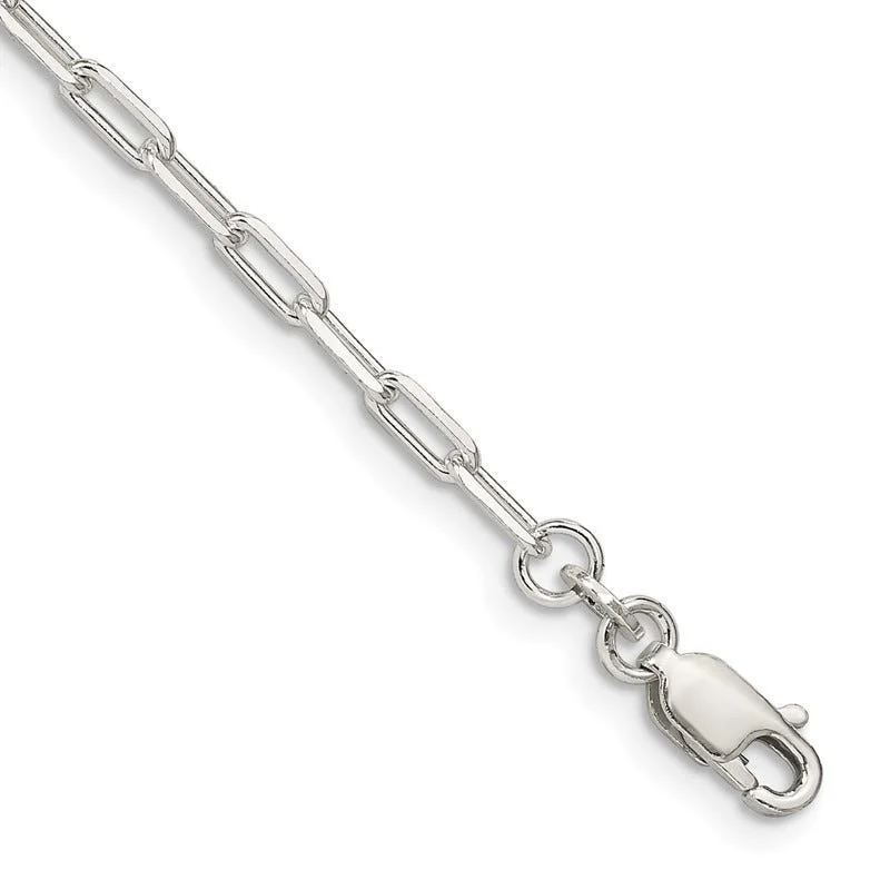 Luxury Gemstone Bracelets-Sterling Silver 2.75mm Elongated Open Link Chain Bracelet