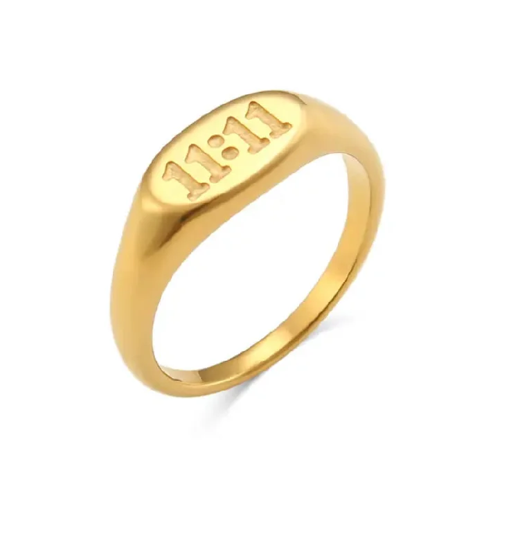 Modern Gold Wedding Bands-11:11 Ring