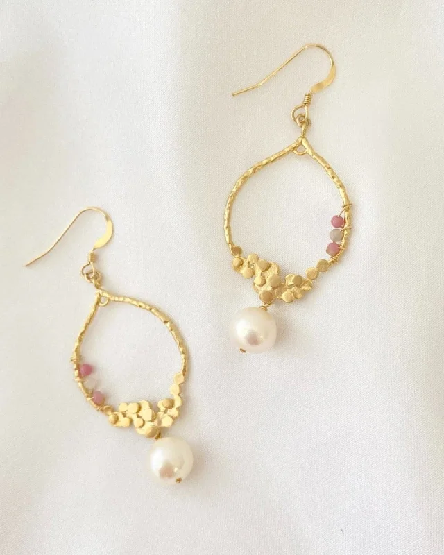 Elegant Gemstone Earrings-Pearl Chandelier Earrings