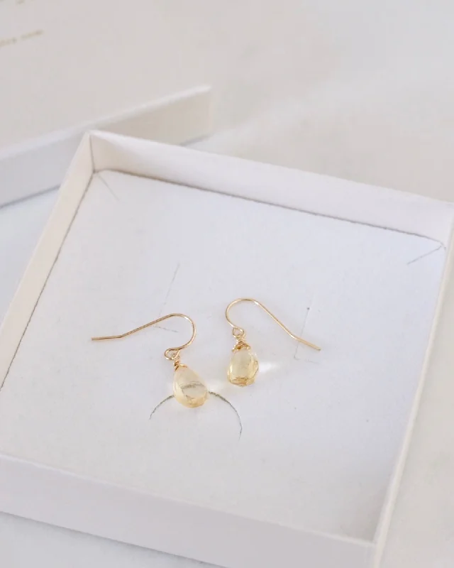 Simple Hoop Earrings-Citrine Simple Earrings