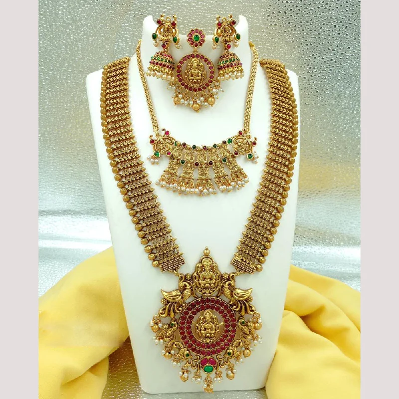 Simple Pendant Necklace for Women-FS Collection Gold Plated Temple Necklace Combo