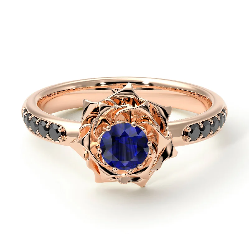 Luxury Bridal Rings-A lady's Rose Blue Sapphire Ring- Elena no. 23