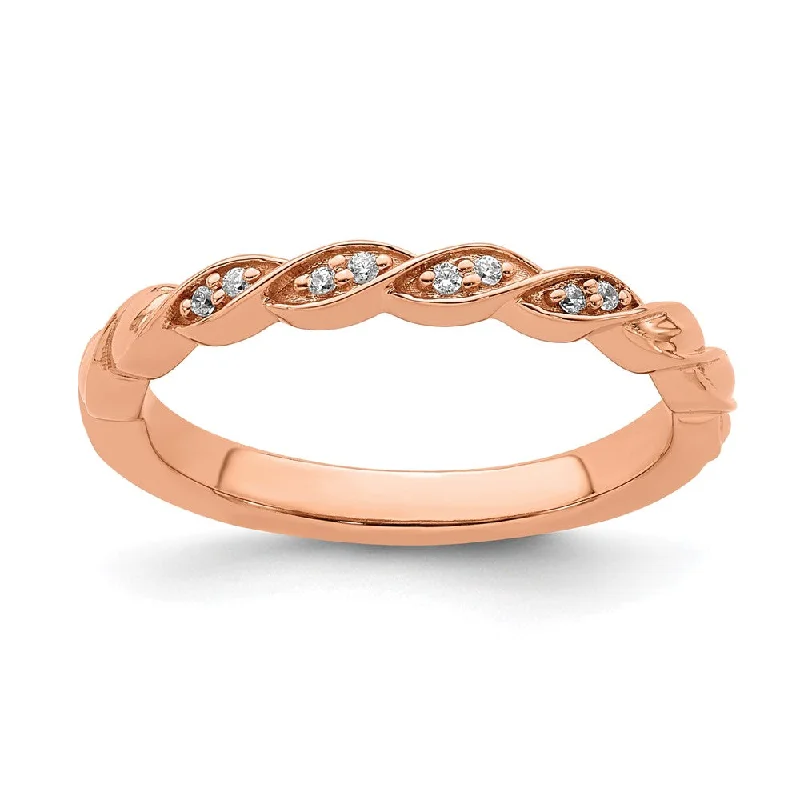 Fine Gold Rings-2.5mm 14k Rose Gold .04 Ctw Diamond Stackable Twist Band