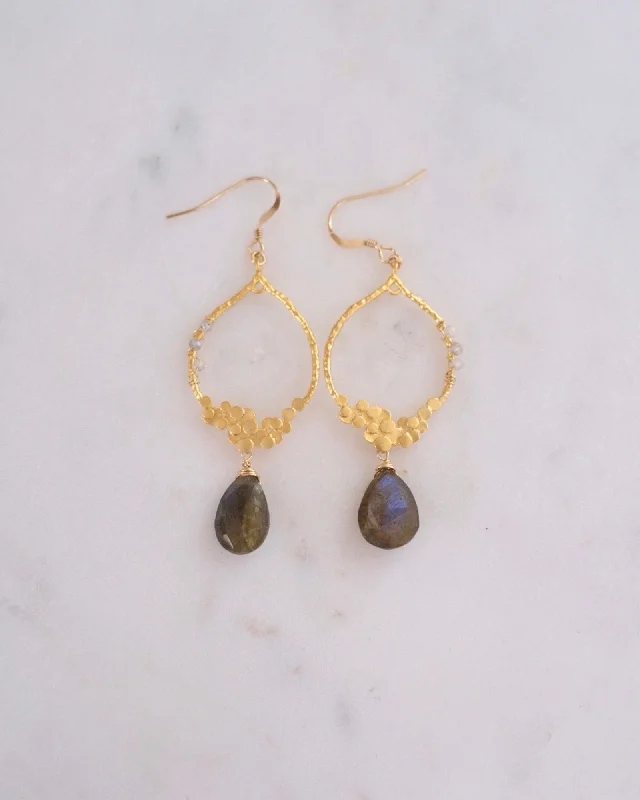 Trendy Gold Earrings-Labradorite Chandelier Earrings