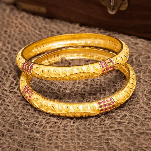 Luxury Stackable Gold Bangles-Stone Bangle PSB2R-023