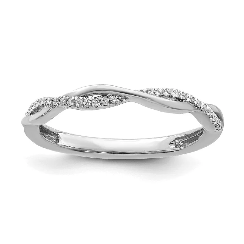 Designer Diamond Rings-2mm 14k White Gold 1/15 Ctw Diamond Stackable Twist Band