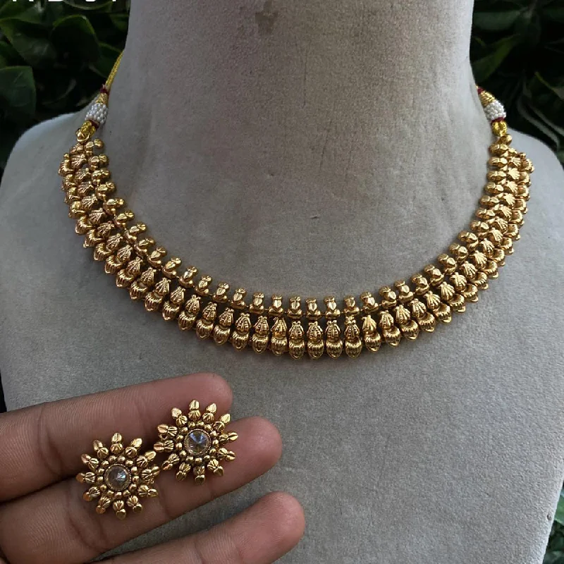 Trendy Gold Chain Necklaces-Royal Kundan Jewellery Gold Plated Crystal Stone Necklace Set