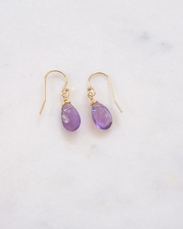 Ethnic Earrings for Women-Amethyst Drop Earrings