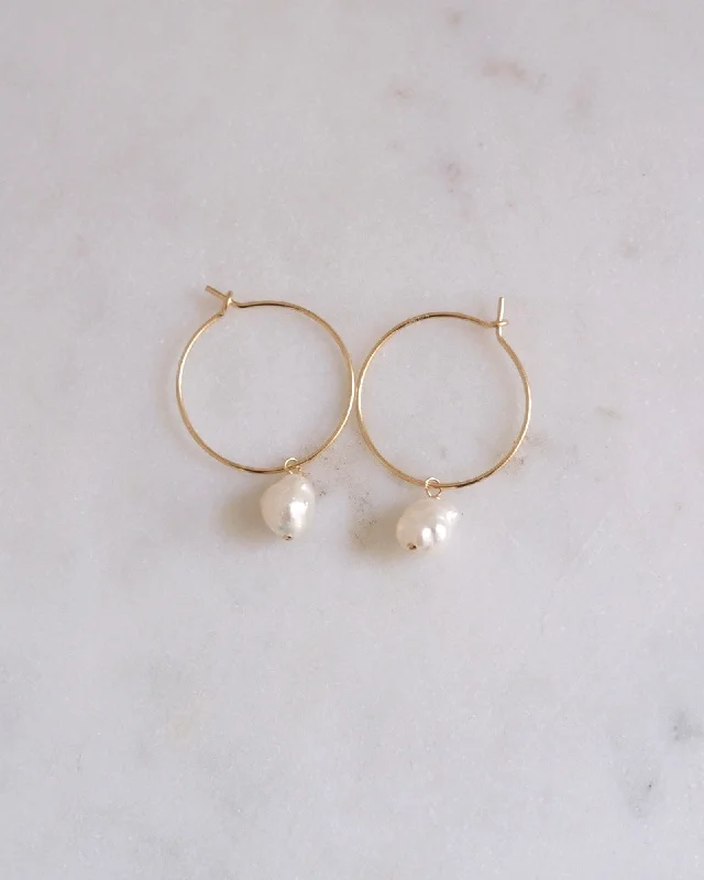 Modern Earrings for Women-Petite Keshi Classic Hoop Earrings