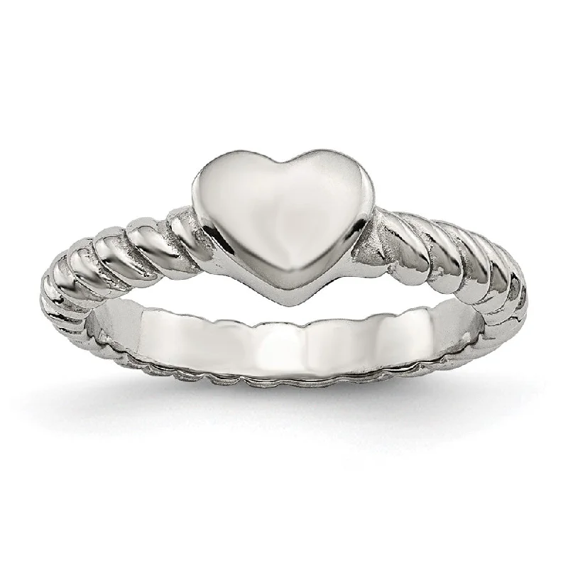 Fashionable Gemstone Rings for Men-6mm Stainless Steel Polished Twisted Heart Ring