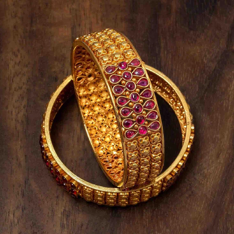 Luxury Wedding Bangles for Brides-Gold Bangle PSGRBSR10R-25-006