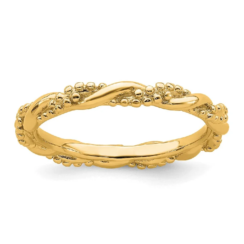 Silver and Gold Rings-2.25mm Sterling Silver 14k Yellow Gold Plated Stackable Twist Band