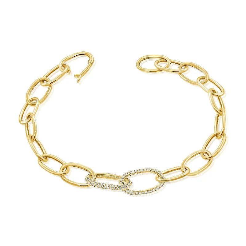 High-End Diamond Bracelets-Diamond Designer Links Chain Bracelet