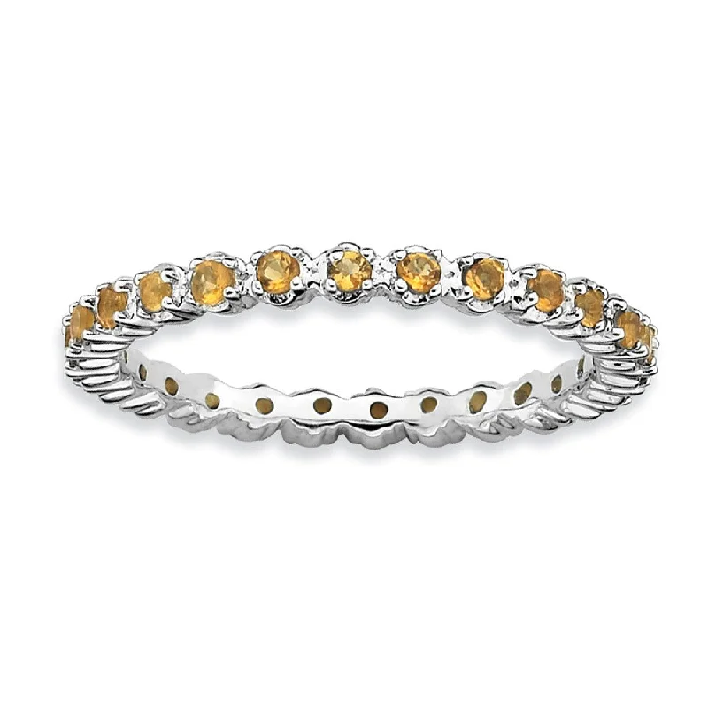 Custom Silver Engagement Rings-2.25mm Silver Stackable Citrine Band