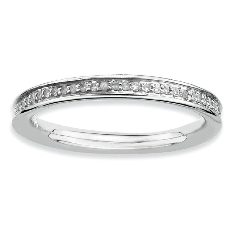 Stylish Adjustable Rings-2.25mm Stackable Sterling Silver 1/5 Cttw HI/I3 Diamond Band