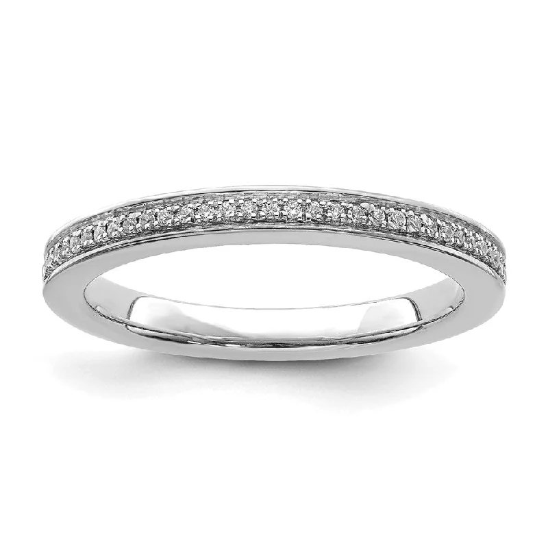 Custom Name Rings-2.25mm 14k White Gold 1/10 Ctw Diamond Stackable Band