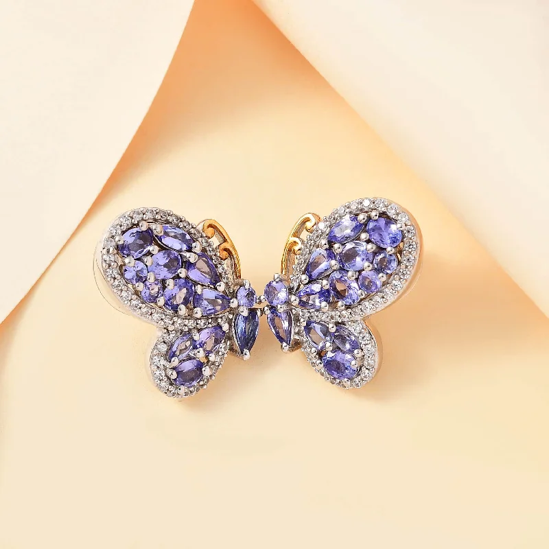 Unique Gemstone Earrings-Tanzanite Butterfly Earrings