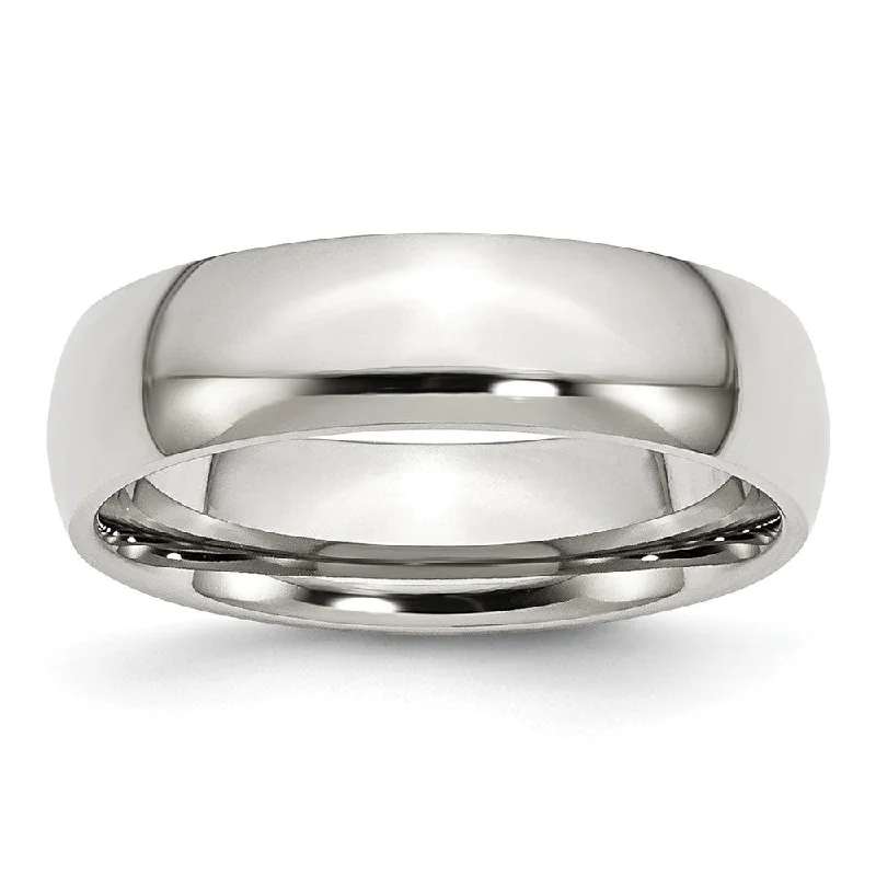 Beautiful Wedding Ring Sets-Stainless Steel Domed 6mm Polished Comfort Fit Band