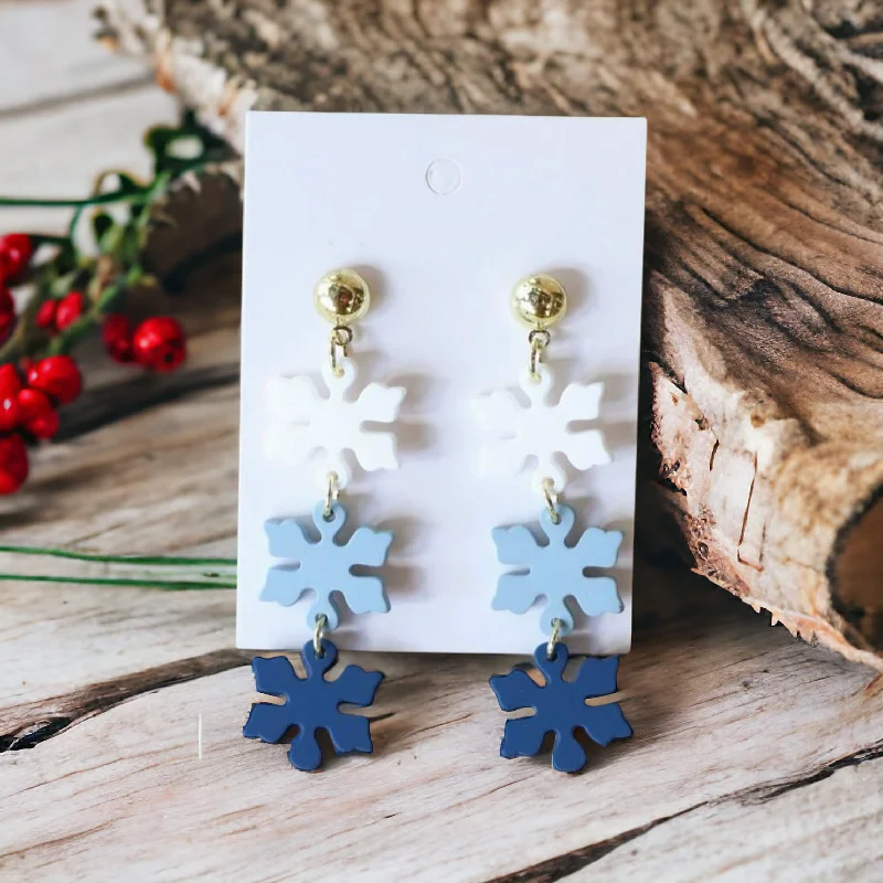 Retro Style Earrings-Beautiful Acrylic Tri-Color Snowflake Earrings