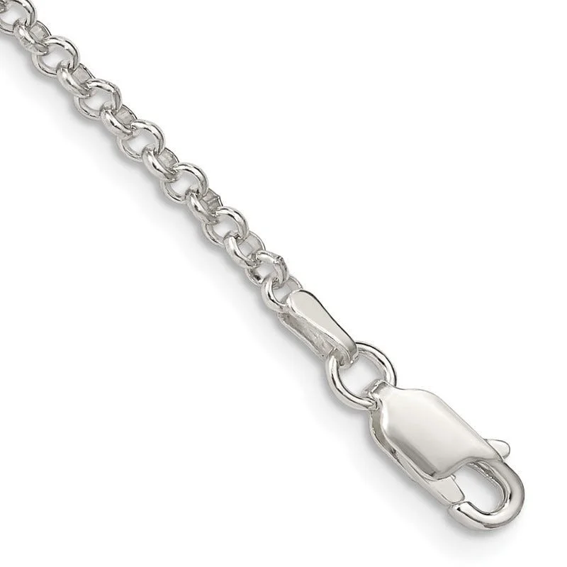 Handcrafted Tennis Bracelets-Sterling Silver 2.5mm Rolo Chain Bracelet