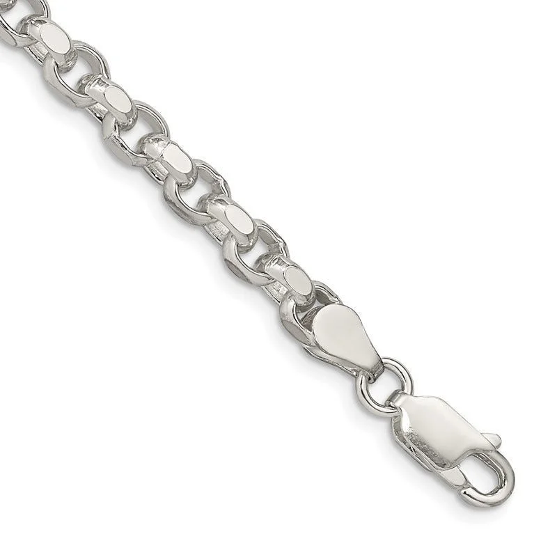 Luxury Beaded Bracelets-Sterling Silver 4mm Diamond-cut Rolo Chain Bracelet