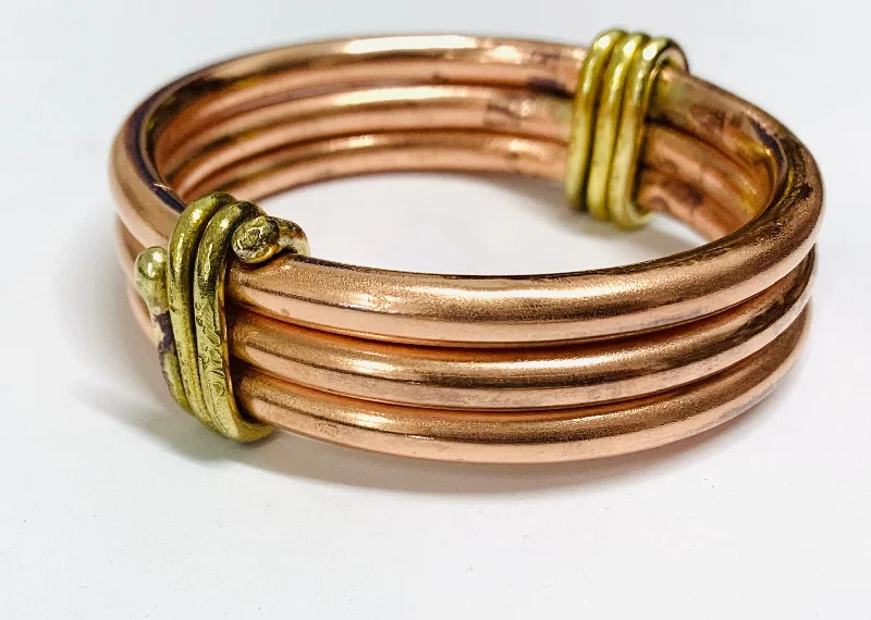 Trendy Gemstone Bangles-Triple Classic copper bangle