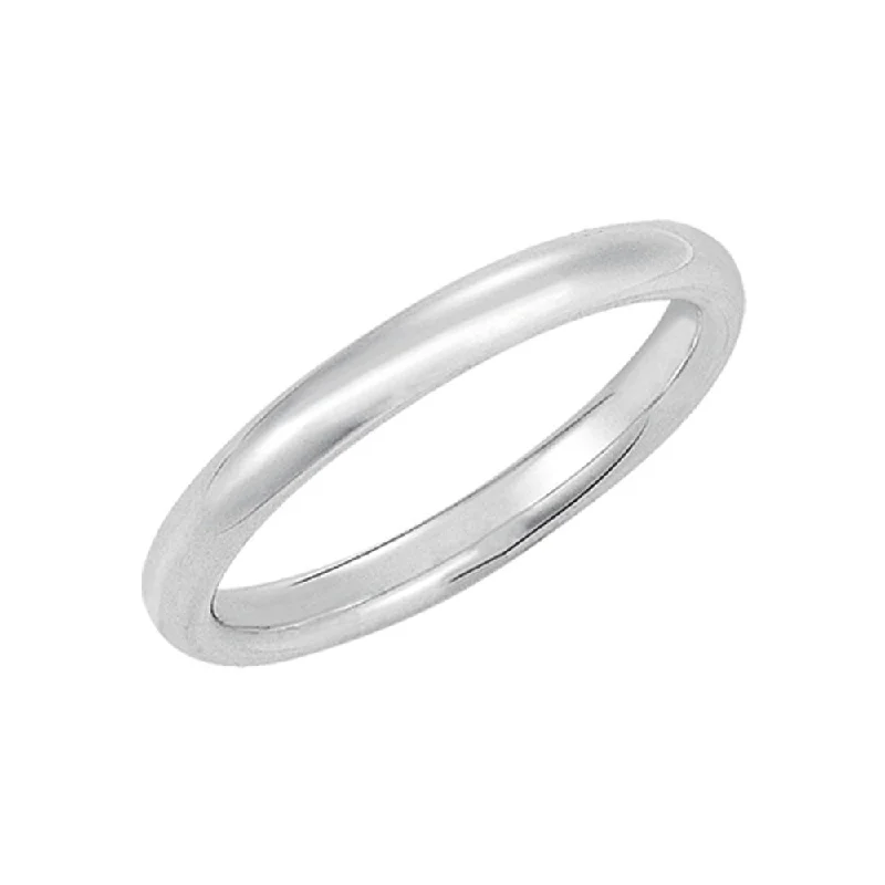 Stylish Gemstone Wedding Bands-3mm Domed Comfort Fit Wedding Band in 10k White Gold