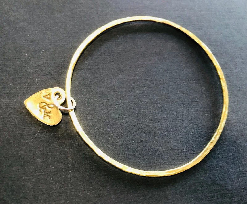 Indian Style Bangles-Thin brass bangle with heart