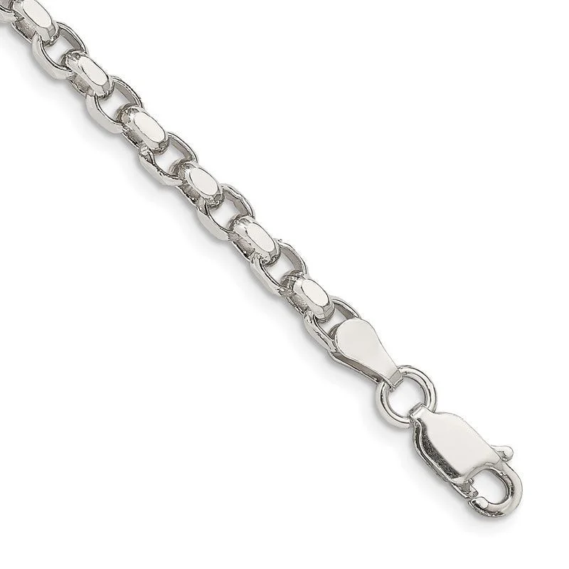 Classic Link Bracelets-Sterling Silver 3.5mm Diamond-cut Rolo Chain Bracelet