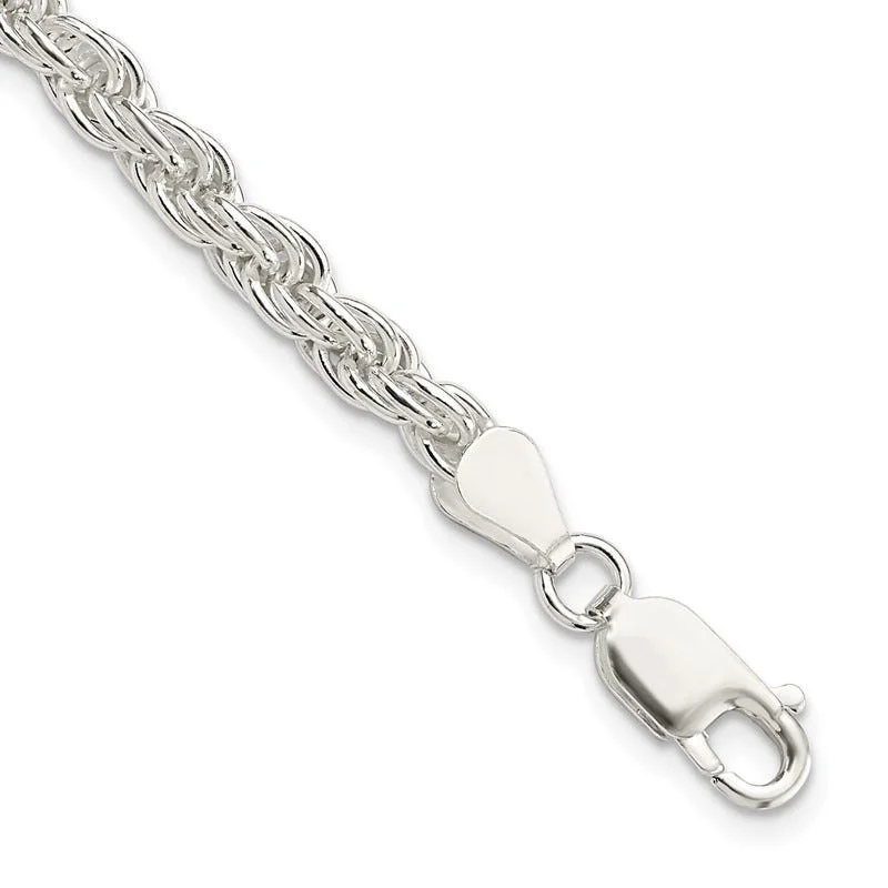 Luxury Leather Bracelets-Sterling Silver 4.5mm Solid Rope Chain Bracelet