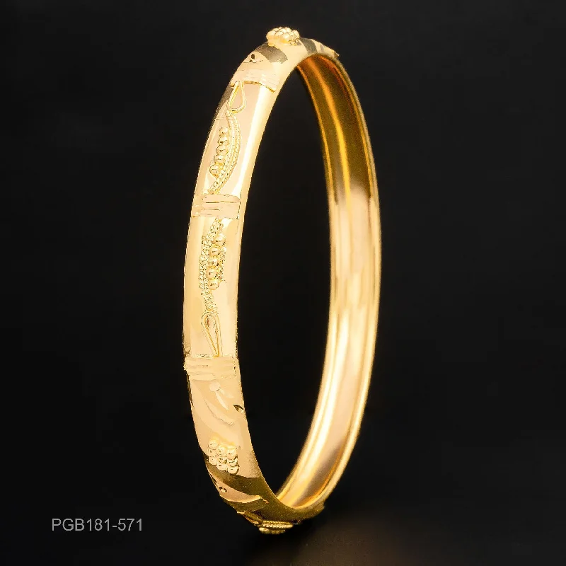 Personalized Wedding Bangle Bracelets-24CT HEAVY Gold Layered BOHO STYLE BANGLE PGB181-571