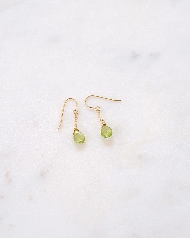 Trendy Earrings for Women-Peridot Simple Drop Earrings