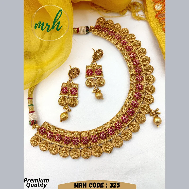 Designer Gold Necklaces-Jewel Addiction Gold Plated Temple Necklace Set