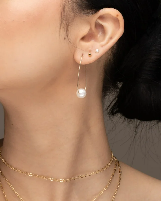 Vintage Style Stud Earrings-Pearl U Hoop Earrings