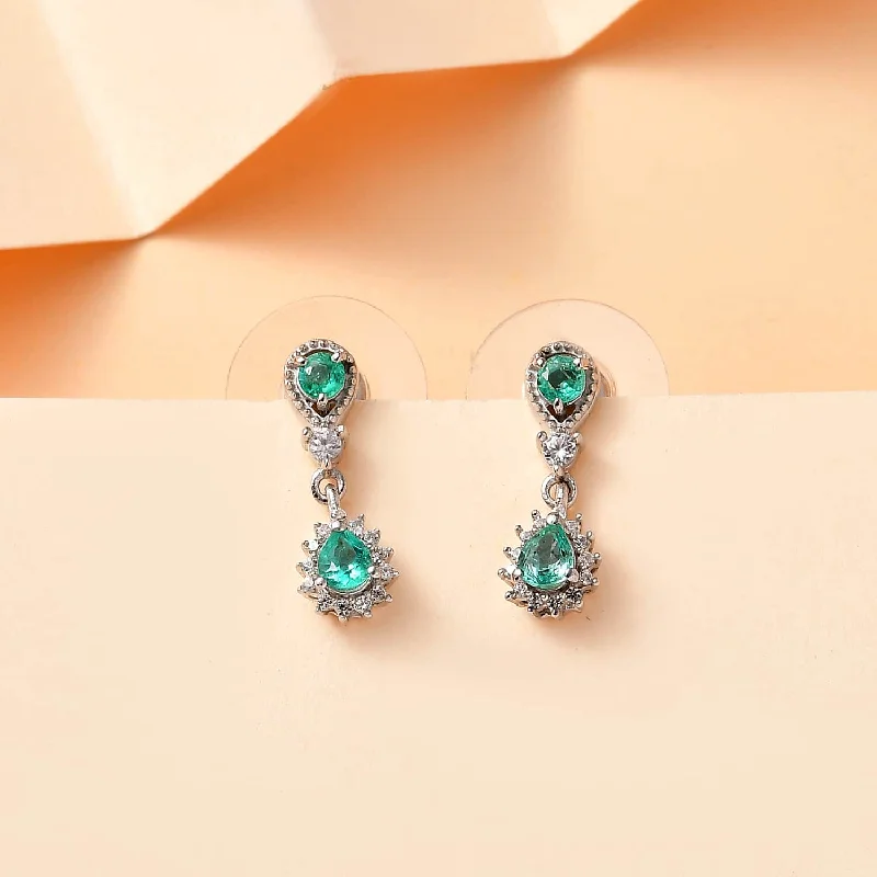 Elegant Stud Earrings-Emerald Rain Drop Earrings