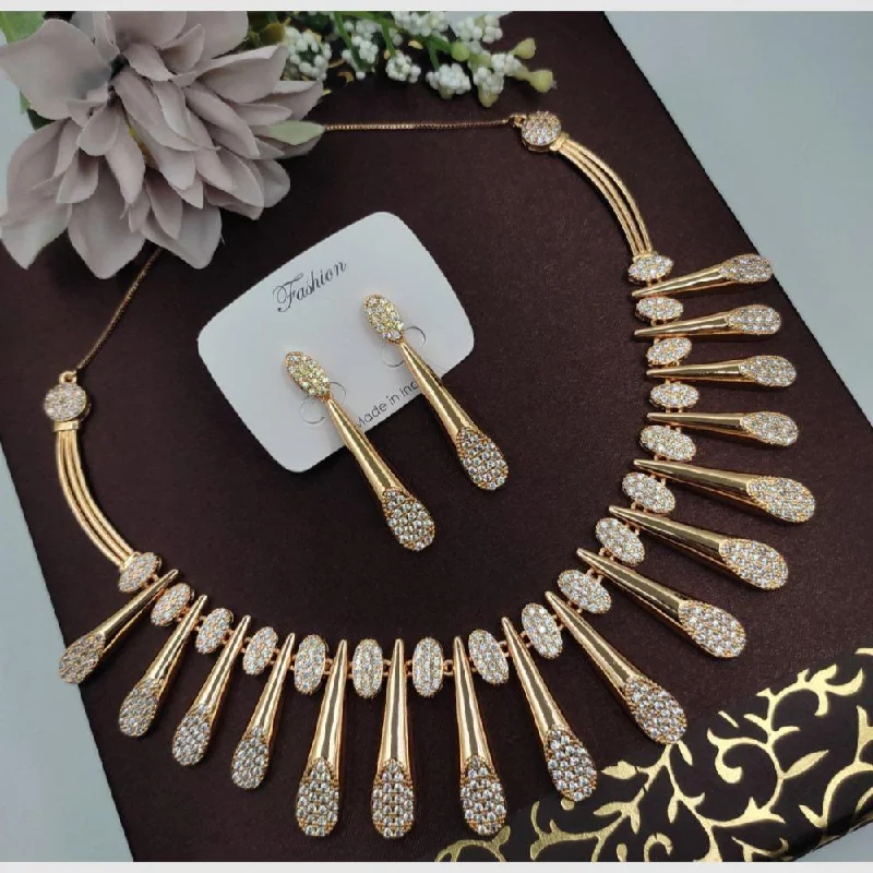 Delicate Gold Necklaces-Aamrapali Gold Plated AD Necklace Set