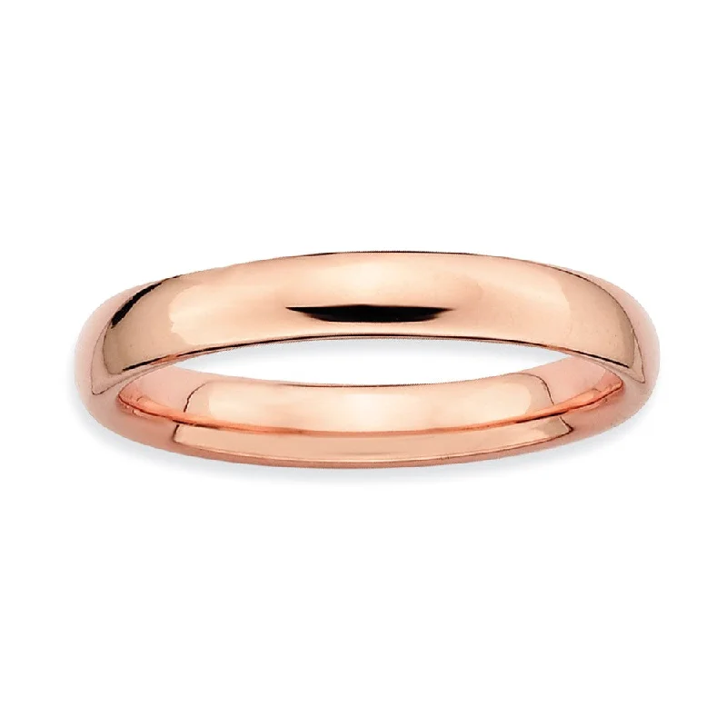 Designer Gold Rings-3.25mm 14k Rose Gold Plated Sterling Silver Stackable Polished Band