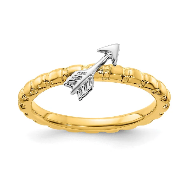 Custom Name Rings-Sterling Silver 14k Yellow Gold & Rhodium Plated Stack Arrow Ring