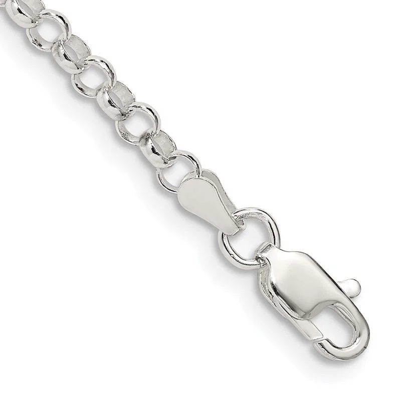 Trendy Gold Bracelets-Sterling Silver 3mm Rolo Chain Bracelet